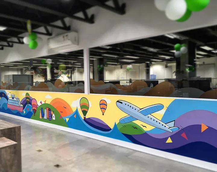 Escritório da Prime Vacation em Gramado · mural que pintei