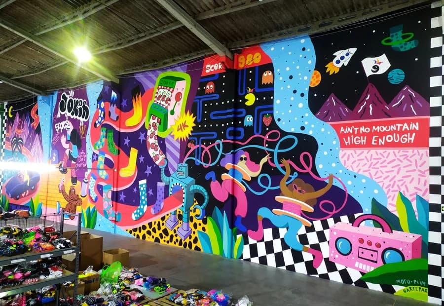 Fábrica da Joker Socks em Porto Alegre, RS · mural que pintei