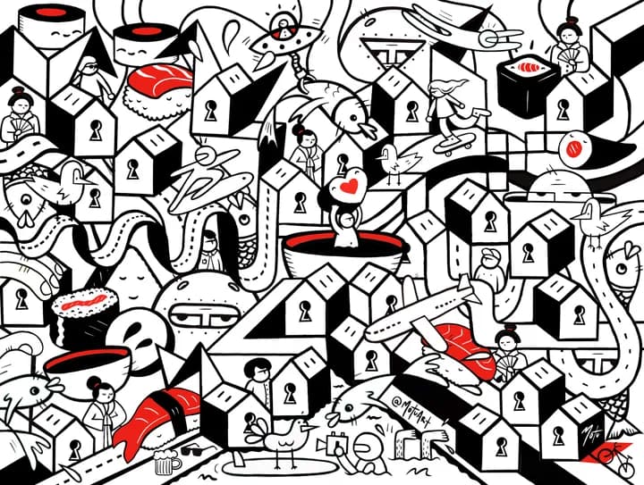 Ilustração digital para embalagens da Deka Sushi